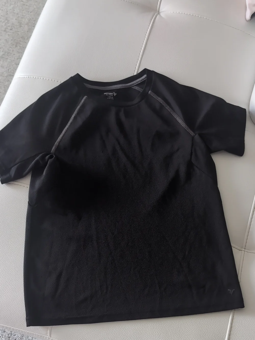Old Navy Black Athletic/Swim Shirt boys Tee with Gray Trim